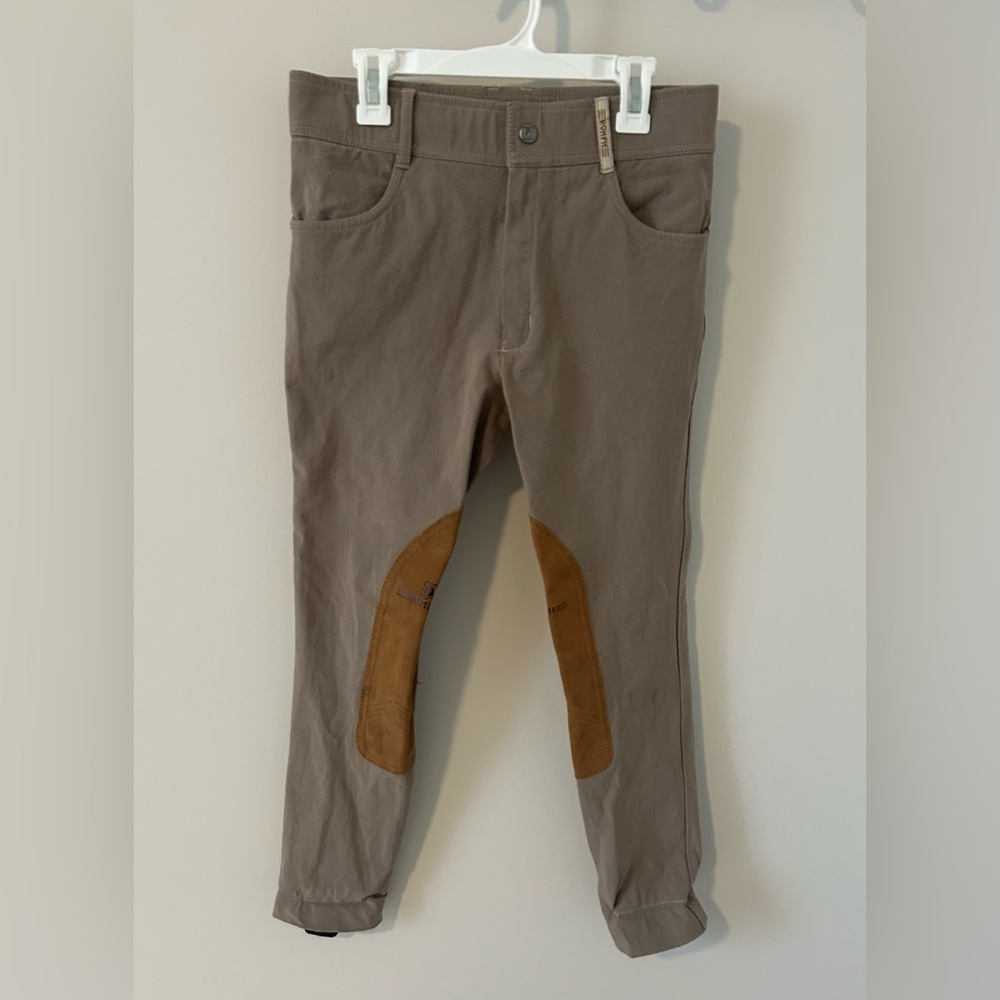 Romfh Child’s Knee Patch Equestrian Riding Breeches Girls Size 16 Tan Khaki